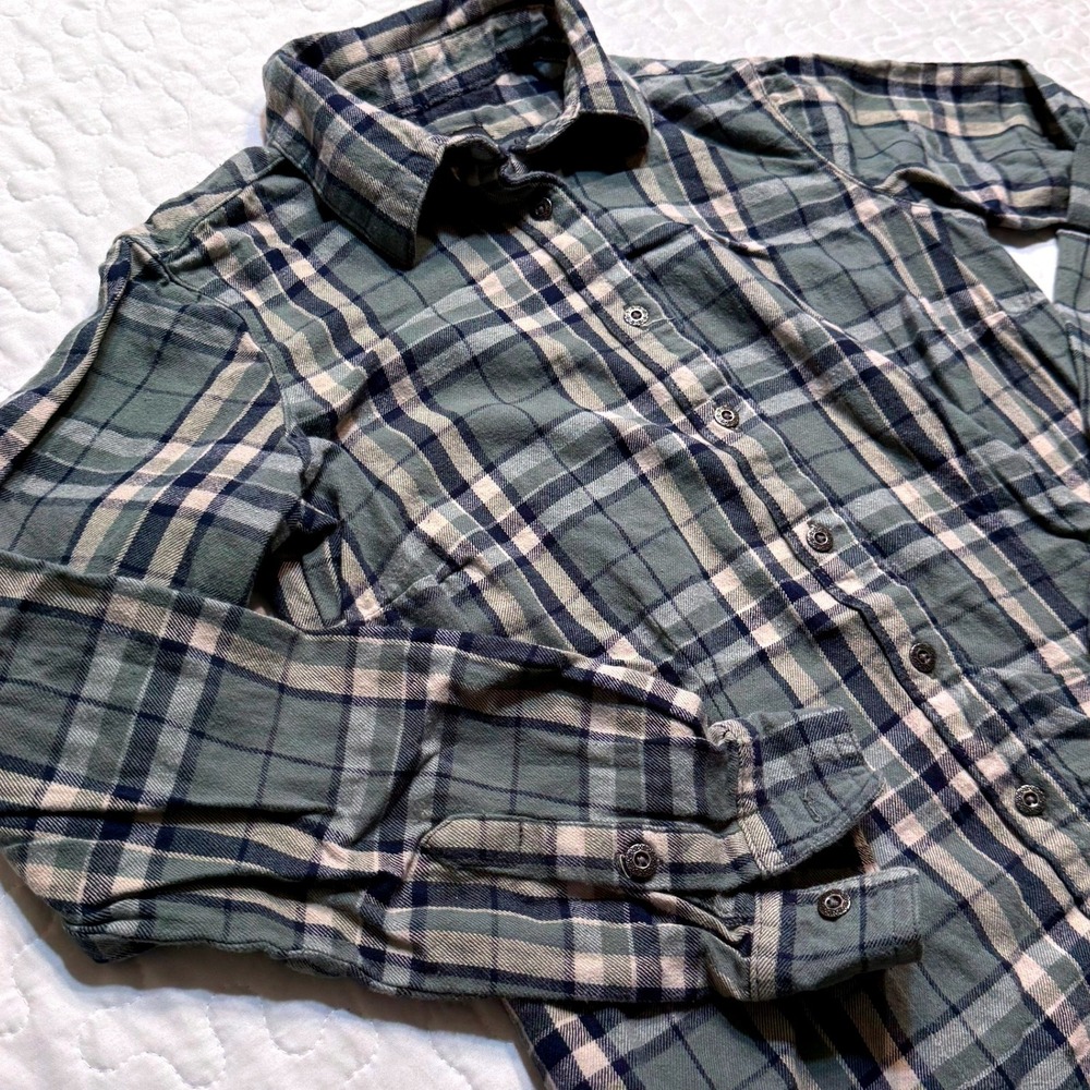 Women Small Flannel Shirt Plaid Cotton WORK RUSTIC CABIN WESTERN FARMHOUSE FALL